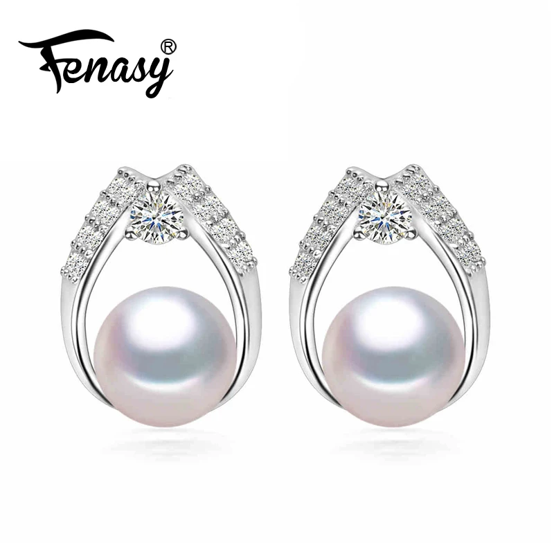 FENASY серьги из натурального пресноводного жемчуга для женщин жемчужные бусы ювелирный бренд серьги гвоздики 925 стерлингового серебра серьги