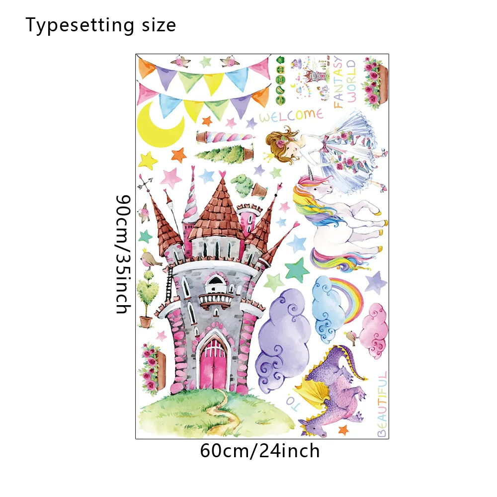 

Cartoon Castle Bedroom Nursery Kids Girl room Vinyl Eco-friendly Removable Wall Stickers Home Decoration Art Murals Wall Decals