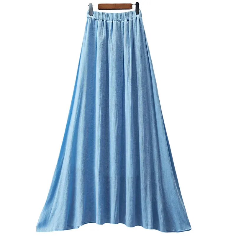 Женская длинная юбка макси в богемном стиле шифоновая однотонная винтажная