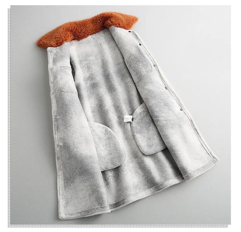 Ayunsue Для женщин натуральным мехом пальто стрижки овец шуба женская с отложной воротник зима овец стриженая шерсть куртка WYQ1567