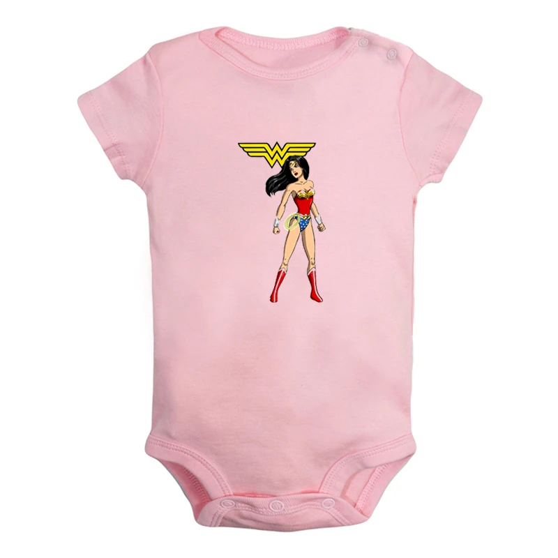 ieBodysuits2110P Чудо-Женщина ободок для волос в стиле Чудо-Женщина Супергерой Диана Принц Одежда для новорожденных девочек и мальчиков комбинезон с короткими рукавами, комбинезоны, комплекты из хлопка - Цвет: ieBodysuits2110P