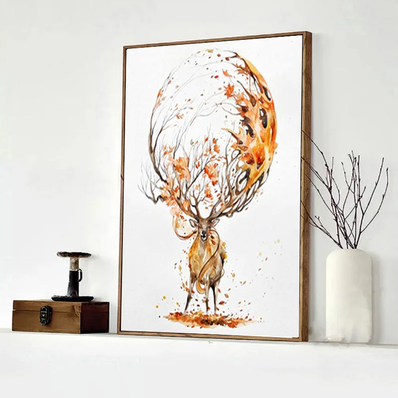 Moose Nordic mythology hand-painted watercolor modern european-style home | Дом и сад