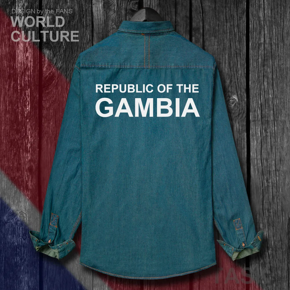 Республика Гамбия GMB Gambian GM новые модные джинсовые рубашки мужские осенние