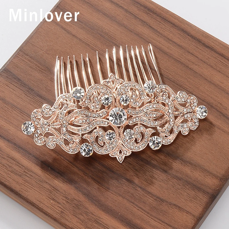 Minlover Marquise ручной работы свадебные расчески для волос/булавки кристалл милый цветок свадебные аксессуары для волос с жемчугом повязка на голову украшения для волос