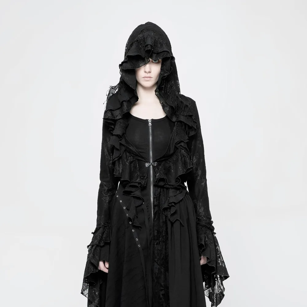 Готическое кружевное Сетчатое полупальто с рукавами в виде листьев лотоса и