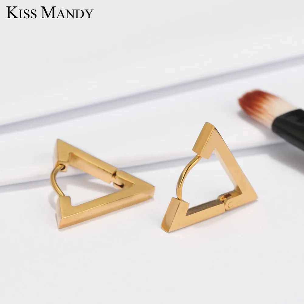 KISS MANDY антиаллергенные серебряные треугольные серьги-гвоздики для женщин женские серьги из нержавеющей стали модные ювелирные изделия GTE100
