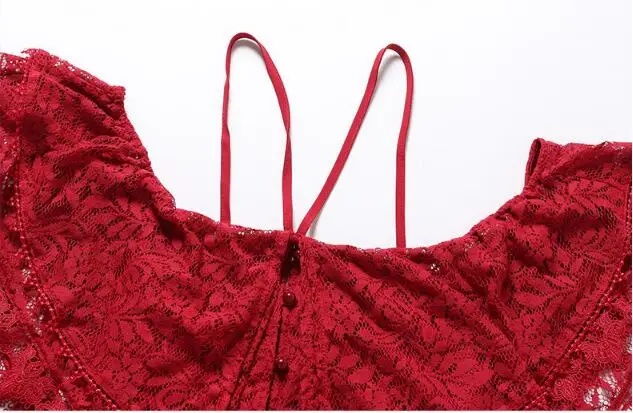 

2018 female summer new sling red lace sexy off the shoulder fashion halter backless slash neck party burgundy Wind dress SP-8