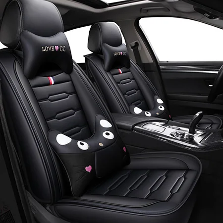 ПУ кожа мультфильм авто чехлы на сиденья для volkswagen vw ameo atlas bora caddy gol volante - Название цвета: Full Black Cartoon