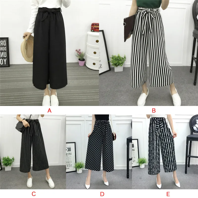 

High Waist Summer Casual Pants Ladies Office Pants Women Loose Leg Pants