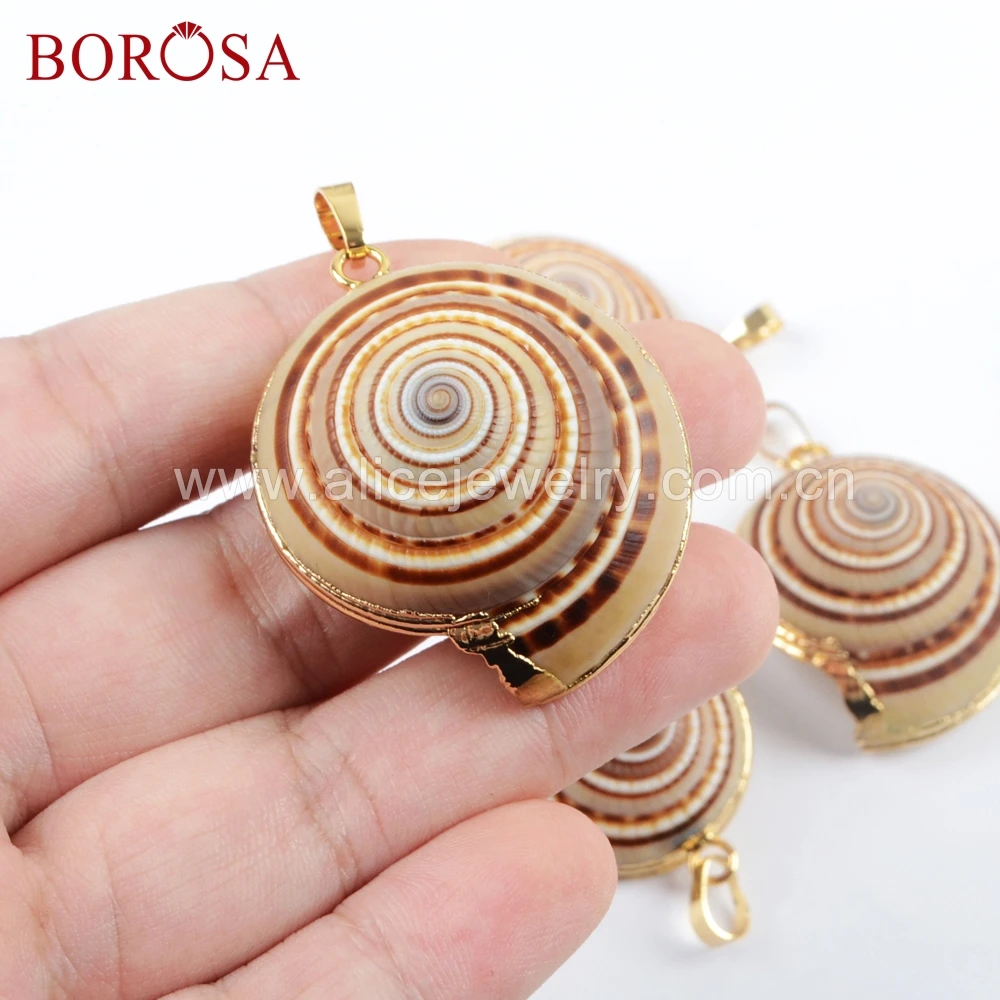 

BOROSA, 10 шт., золотой цвет, натуральный улитка, прекрасный кулон, натуральный ракушка, подвески для ожерелья, Женские Ювелирные изделия, G1666