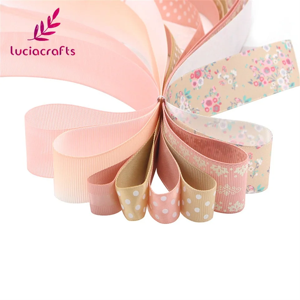 Распродажа! Lucia crafts, 8 ярдов, много вариантов, с принтом, Корсажная/атласная лента, бант, сделай сам, для шитья, материалы ручной работы, аксессуары S0202