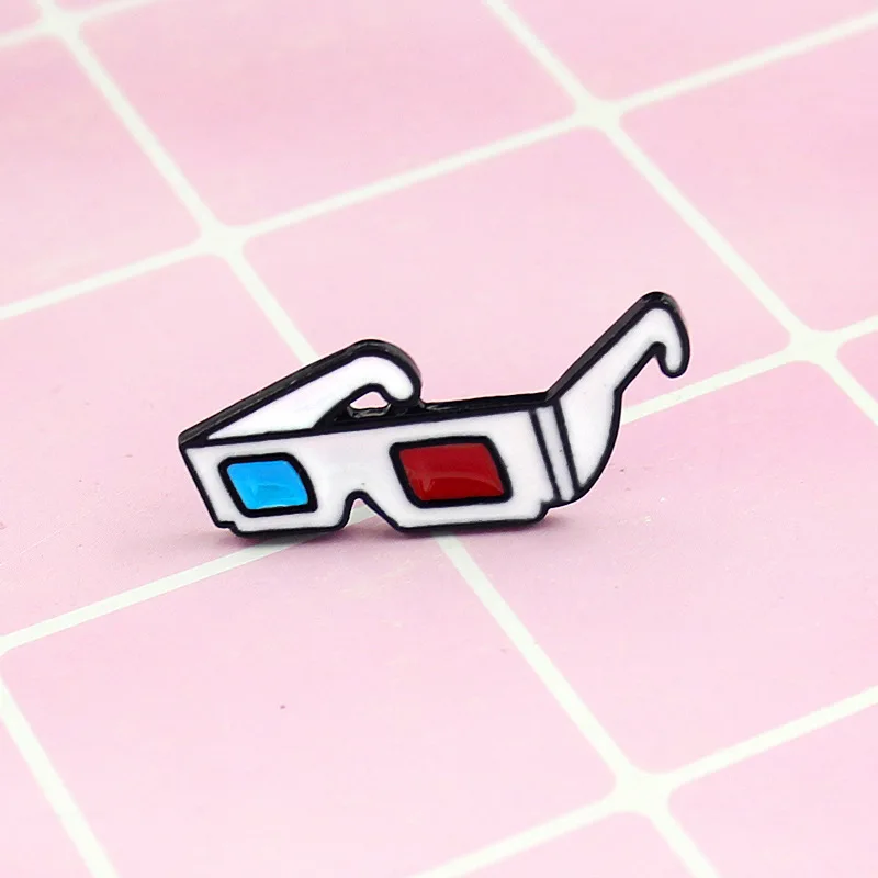 Мультфильм очки брошь 3D красные синие линзы эмаль Pin Butto значок для девочек