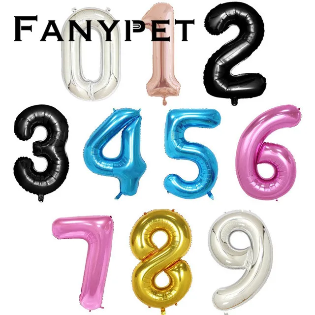 100 шт./лот 40-дюймовые фольгированные шары с цифрами красного цвета украшения для