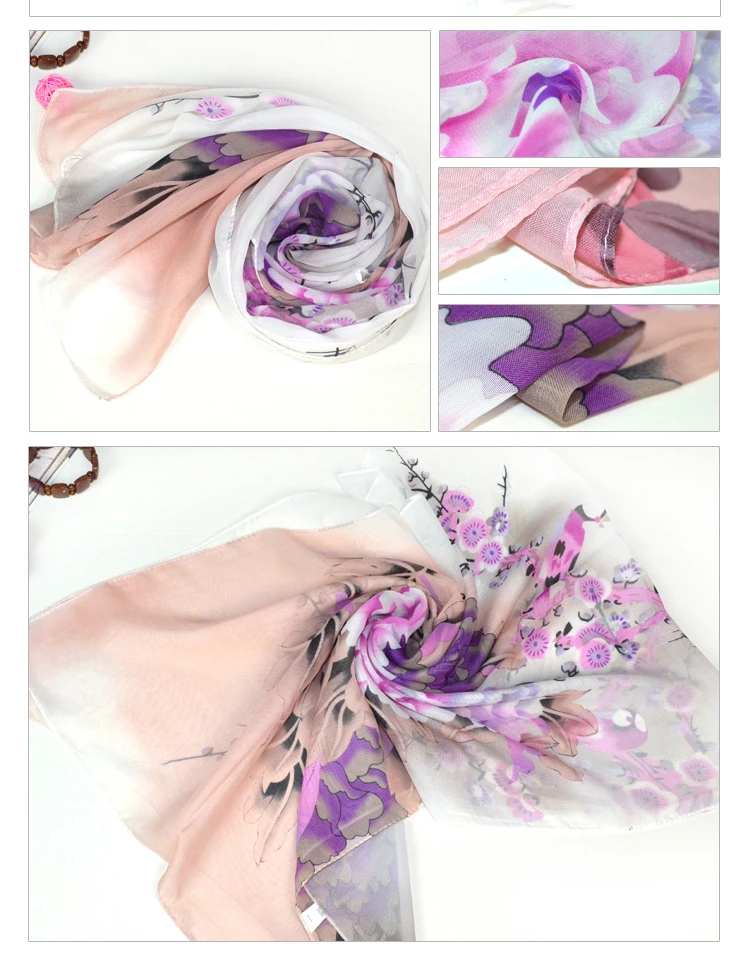 Женские шарфы с солнцезащитным козырьком длинные шифоновые цветочным принтом