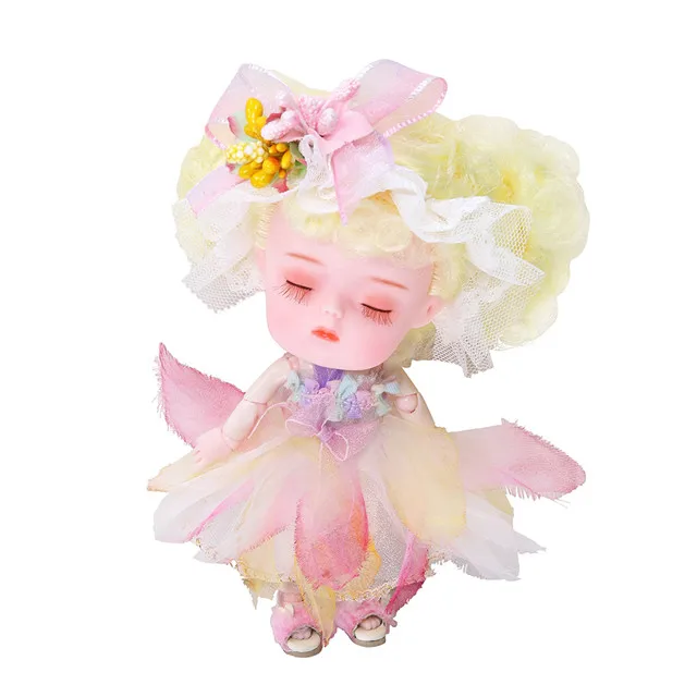 lotus Мечта фея 1/12 BJD кукла 26 шарнирное тело ob11 мини кукла с обувью 14 см милая детская Подарочная игрушка, имя от DODO - Цвет: lotus