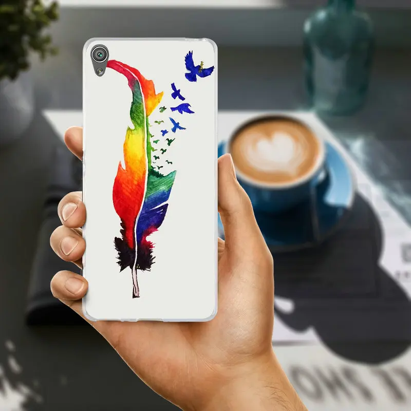 Красочные акварели перья Ясно чехол для sony Xperia Z Z1 Z2 Z3 Z4 Z5 компактный M2 M4 M5 T3 X XA E3 E5