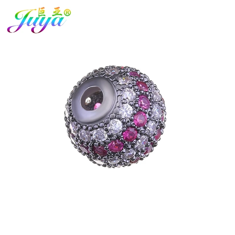 10mm Metal Black Red Juya DIY ювелирные изделия металлические бусины микро паве циркон 10 мм Starburst круглый шар бусины для женщин мужские украшения из бисера Изготовление - Цвет: 10mm Metal Black Red