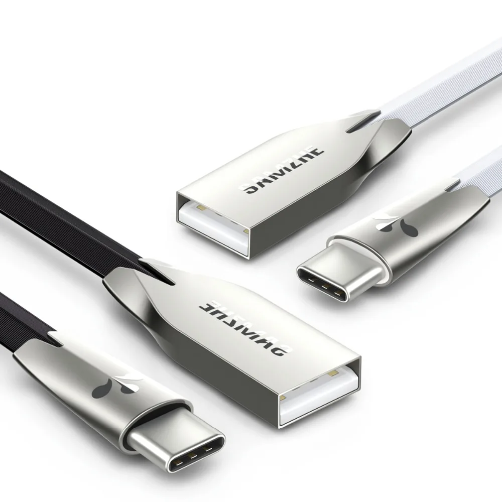 Зарядный кабель SAMZHE из цинкового сплава плоский USB Type-C для Galaxy S8 Plus Xiaomi Huawei P10 P9