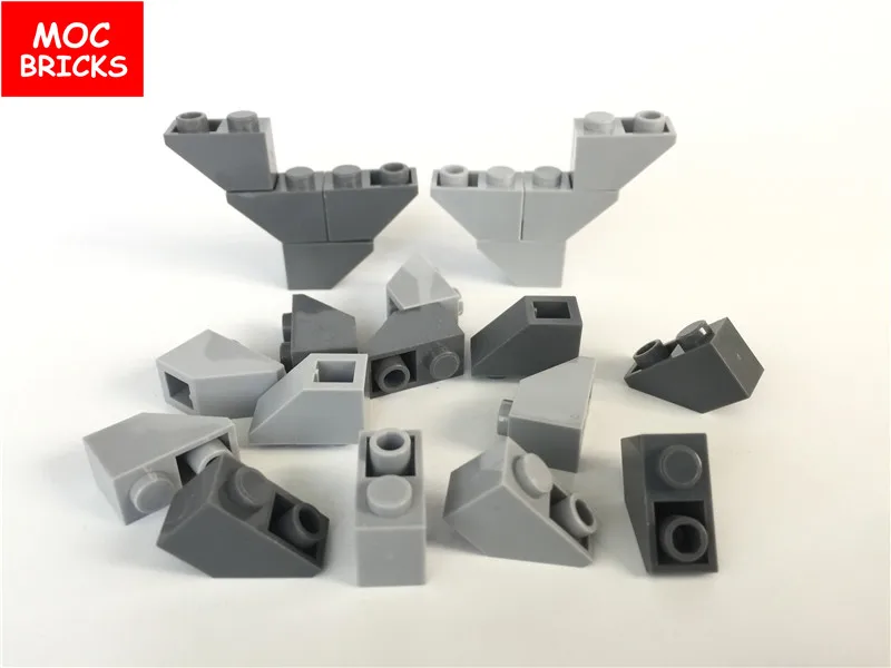 50 шт./лот MOC кирпичи светло серый и темно перевернутый наклон 2X1 подходит с 3665