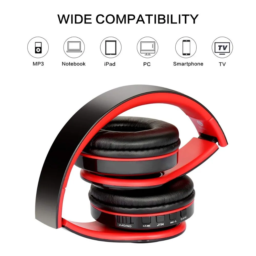 Наушники Bluetooth Складные Hi Fi глубокие басы Беспроводные наушники с микрофоном и