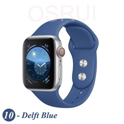 Ремешок для Apple watch группа спорта силикона Корреа 4 44 мм 40 мм iwatch 4 3 2 42mm 38 мм браслет pulseira aple часы 4 аксессуары - Цвет ремешка: 10-Delft bule
