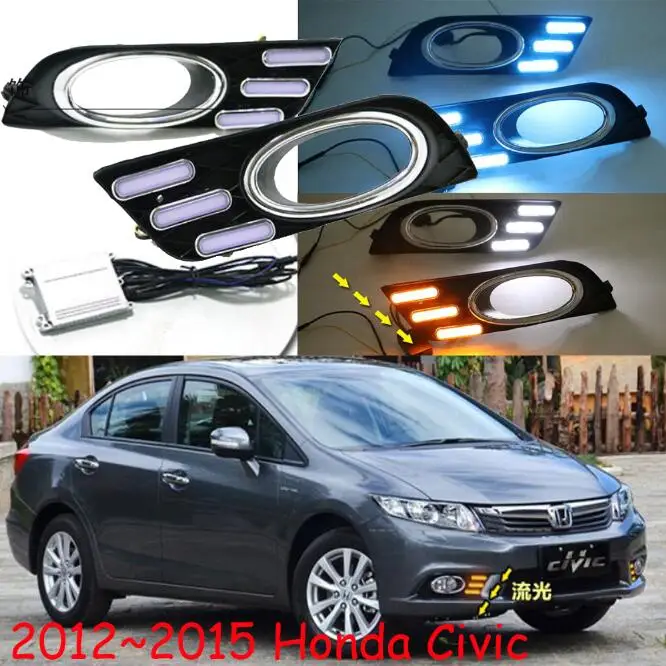 white yellow blue 1 комплект фар бампера автомобиля для Honda Civic дневной свет Автомобильные аксессуары светодиодный DRL фары для Civic противотуманные фары - Цвет: white yellow blue