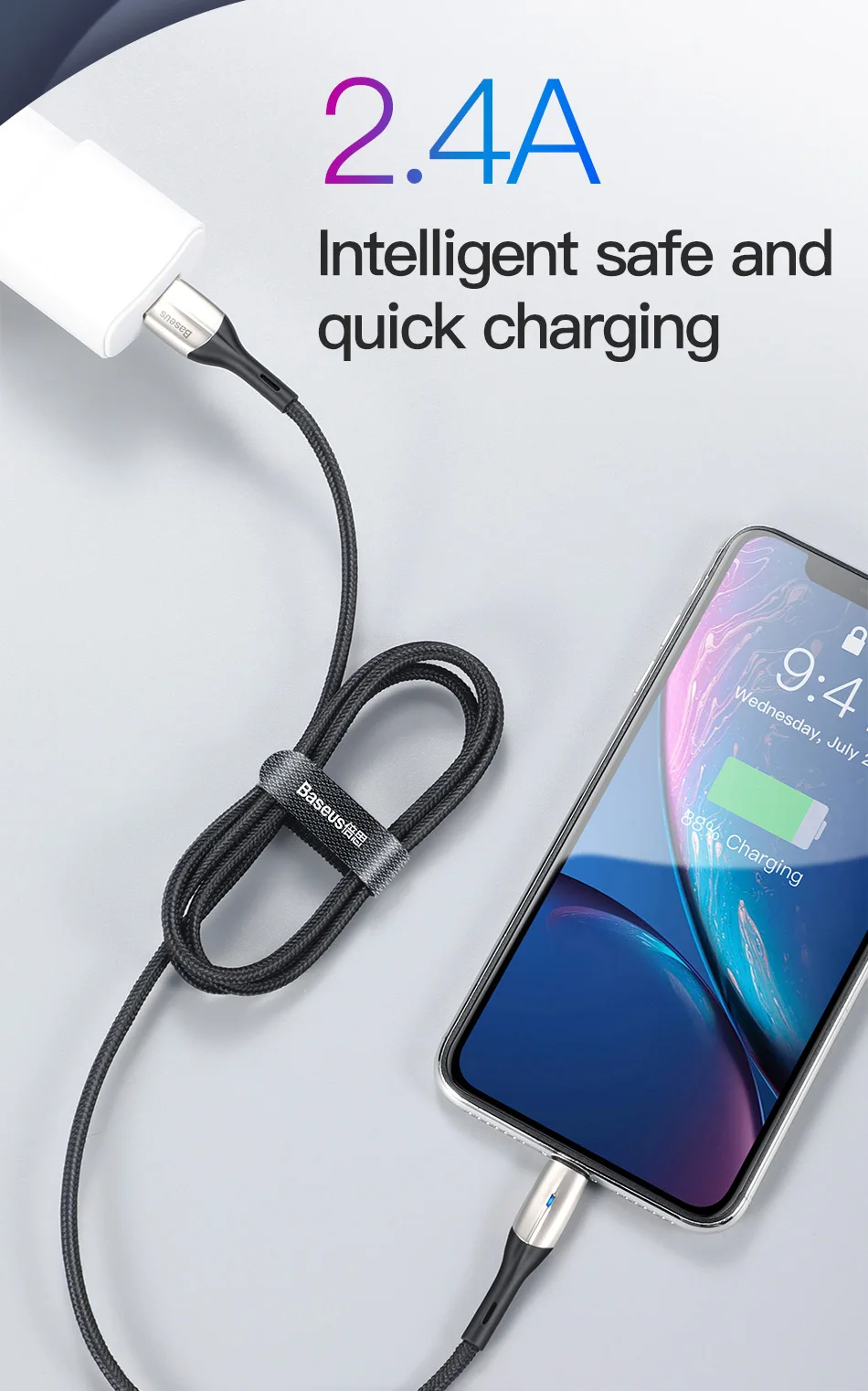 Baseus zn-сплав дизайн освещения usb кабель для iPhone xs max 1 м 2.4A зарядный кабель для iPhone X 8 7 6 plus зарядное устройство USB кабель Se