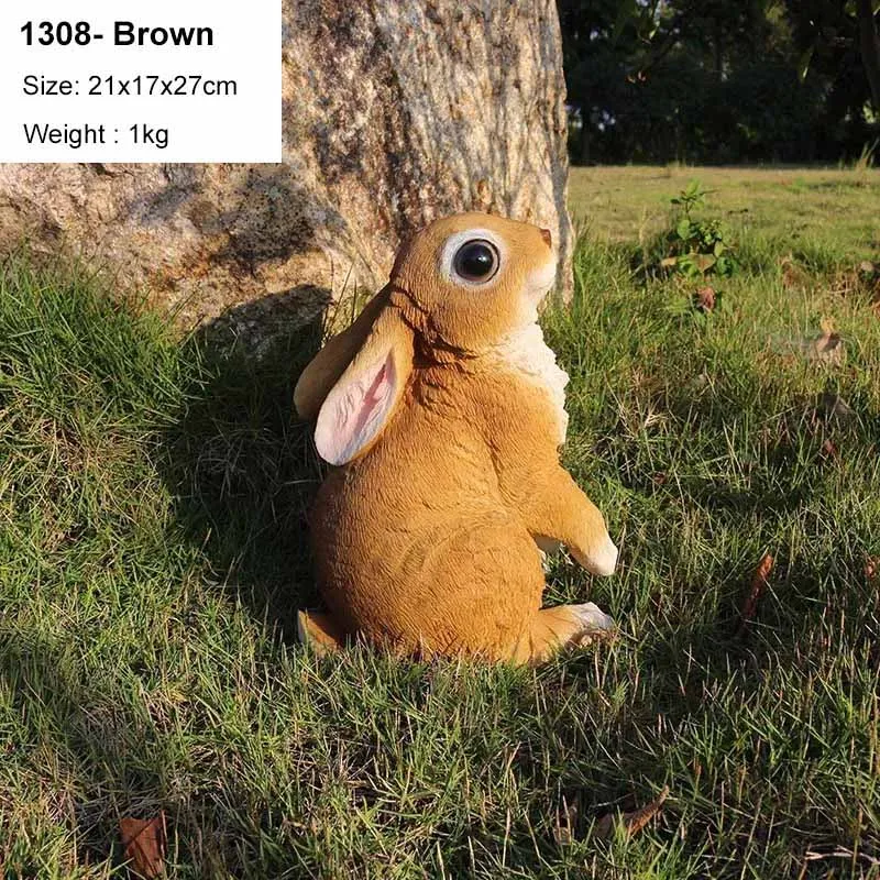 1308-Brown Милый Искусственный Кролик, украшение для дома, гостиной, украшения для сада, газон, кролик, скульптура, ремесла, миниатюрные фигурки животных, подарок - Цвет: 1308-Brown