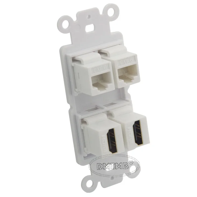 Внутренняя настенная панель с 2 портами HDMI порта CAT6 RJ45 кейстон-стилем и