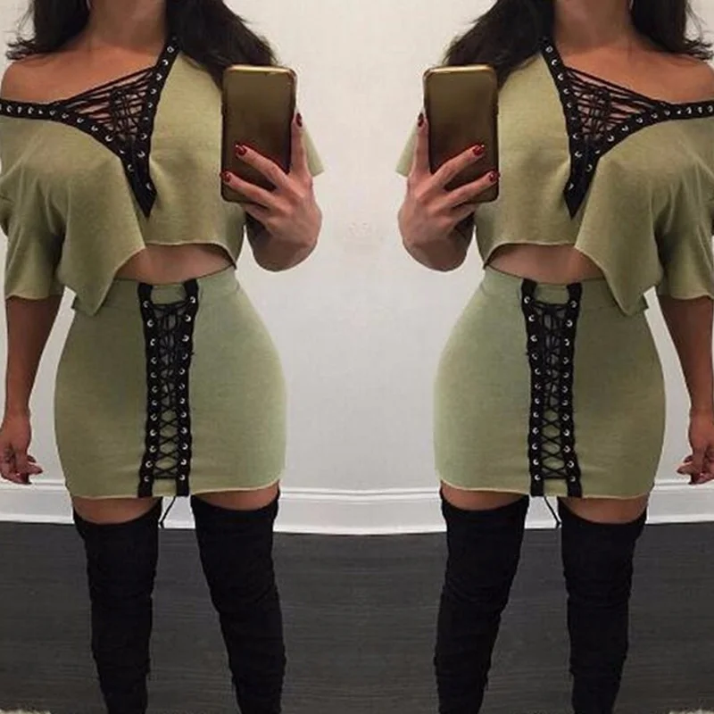 Новинка 2017 Модный женский сексуальный облегающий костюм с V образным вырезом