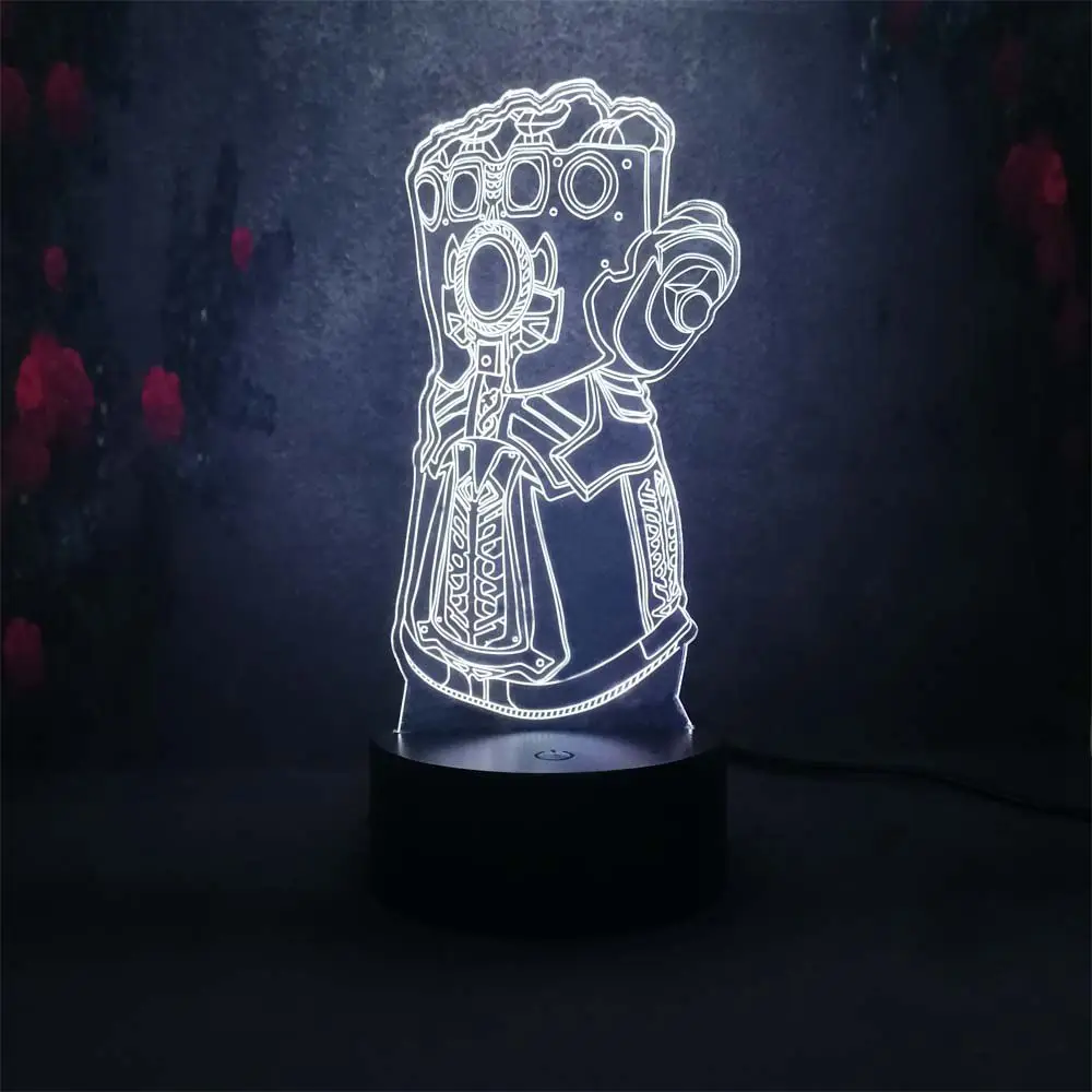 Marvel Мстители супергерой танос бесконечность перчатки Декор ночник лампа 3D USB LED