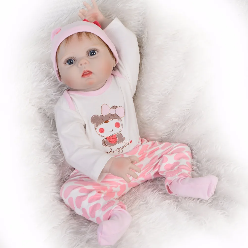 

55CM Sweet round face princess Baby Girl Reborn Doll Silicone vinyl Toys Babies Doll Bebe Reborn Children fashion Christmas Gift