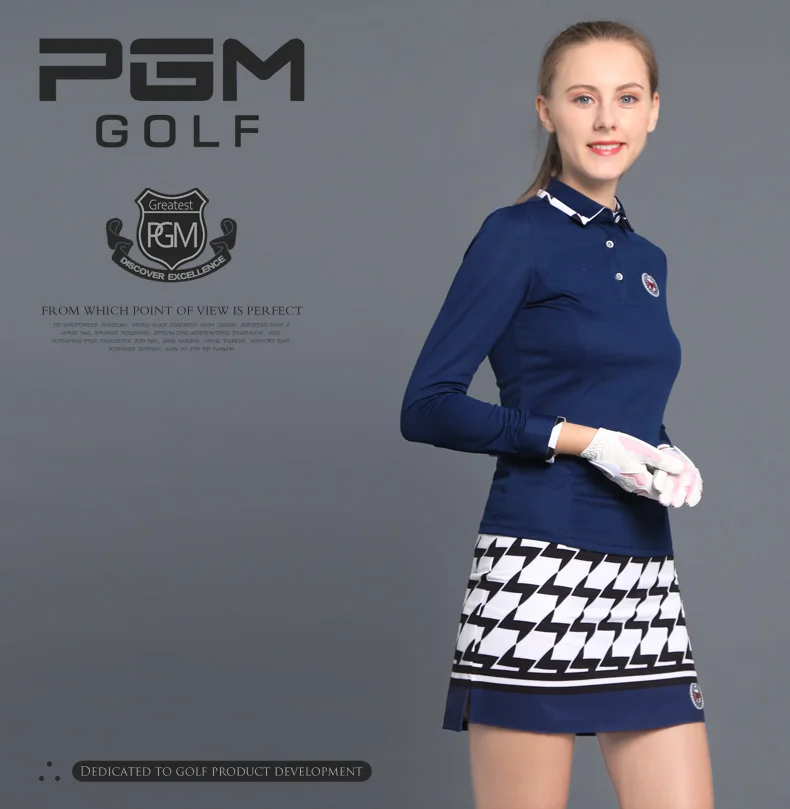 

Hot!2018 PGM Golf Clothes Female Summer Soft Slim High Elastic sport Suit Long-sleeved blouse Short plaid skirt for lady