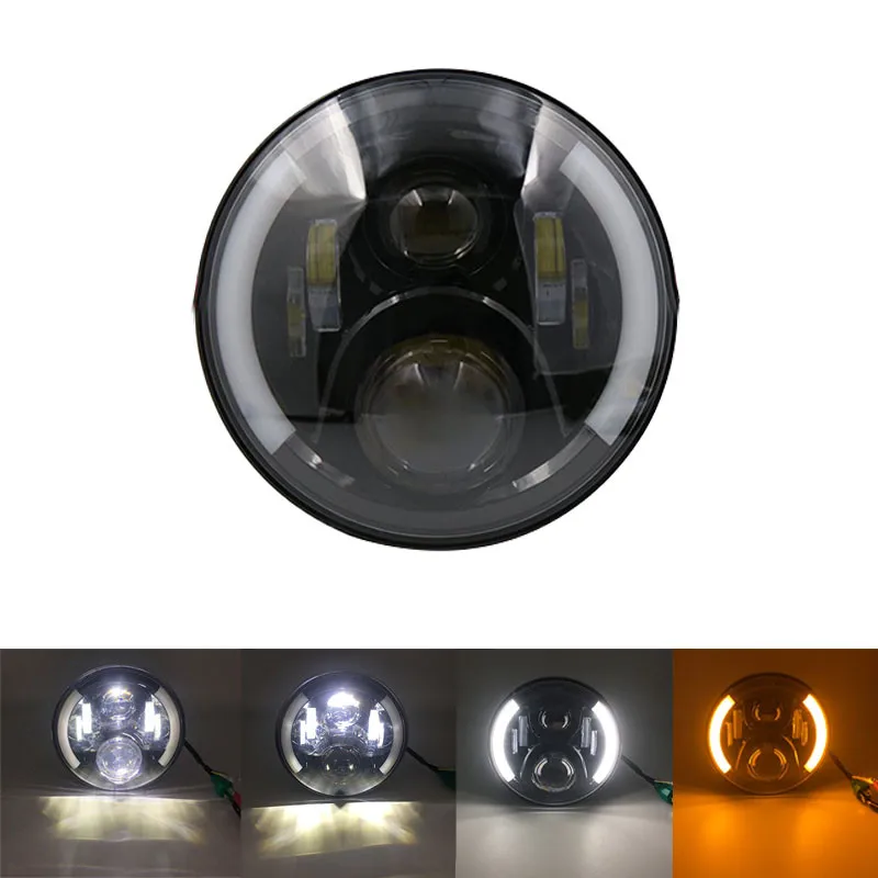 Black 50W 2 7 дюймов фары мотоцикла высокий/Низкий Луч H4 светодиодные фары для автомобиля 7 дюймов фары корпус фары ведро отделка кольцо - Цвет: Black 50W 2