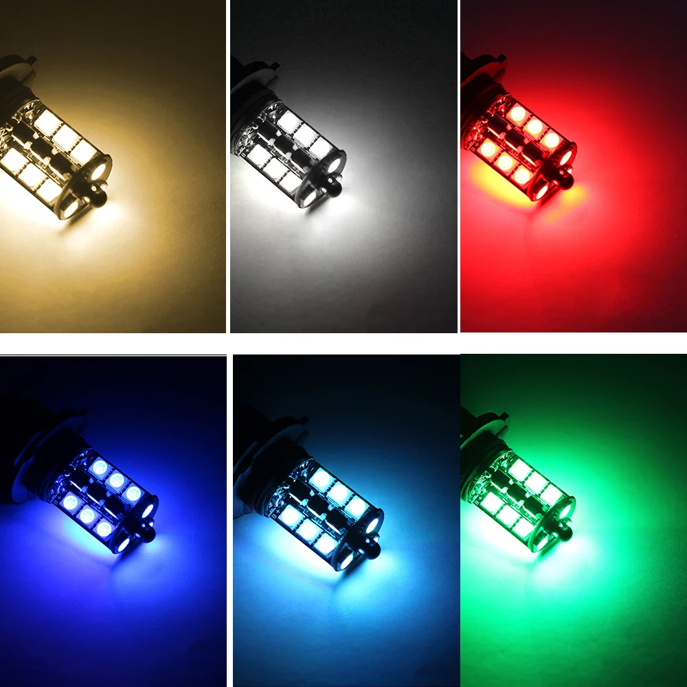 2 шт. H1 H3 RGB беспроводной 5050 12 SMD стробоскоп светодиодные украшения ДХО