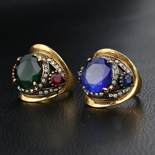 Для женщин Высококлассные Ретро Стиль круглый Стекло горный хрусталь кольцо