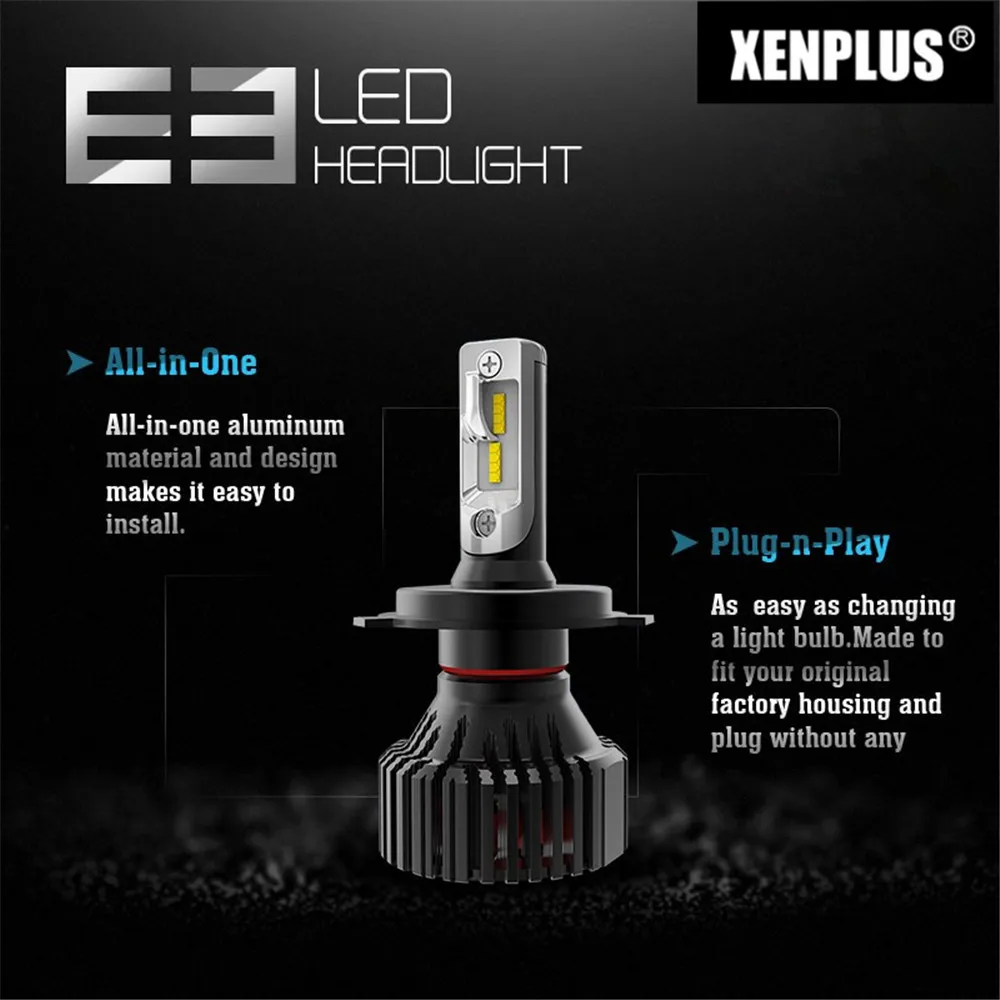 Xenplus 2 шт. H7 Светодиодные Автомобильные фары H4 H11 H8 H1 H3 HB3 H27 9005 9006 Lumiled зэс 12V 60 Вт 8000lm E3 автомобильной лампы Авто противотуманных фар
