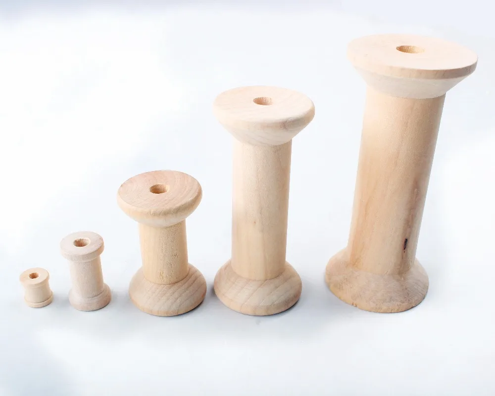 Новые пустые деревянные катушки для ниток из проволоки натурального цвета