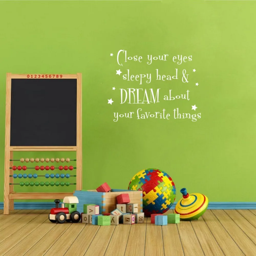 Close Your Eyes Sleepy Head Kids Quote Wall Art Letter Stickers for Home Decoration |
