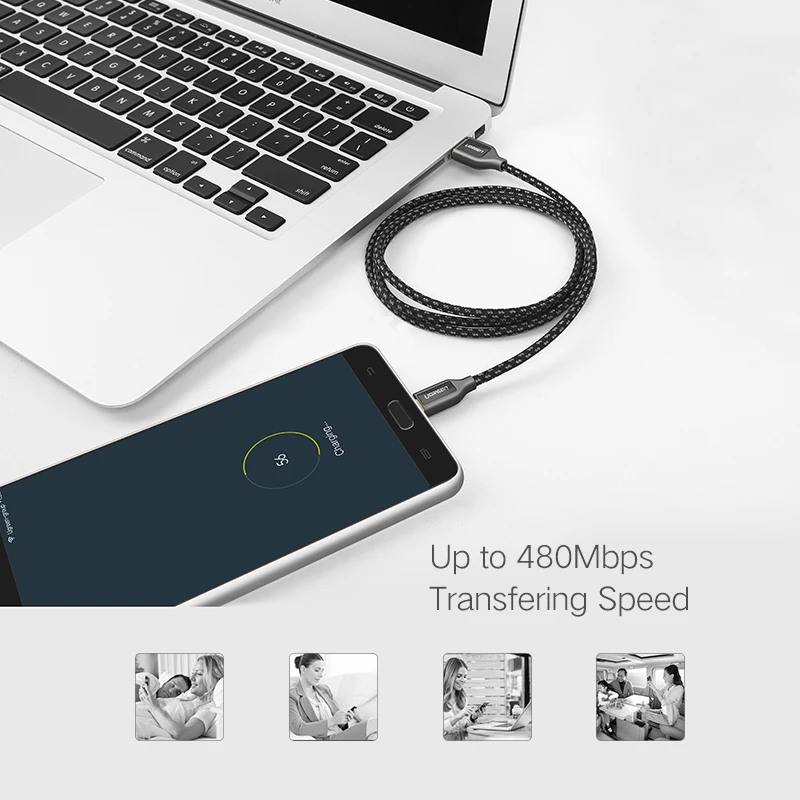 Ugreen Micro USB кабель для Xiaomi Redmi Note 5 4X Android телефон нейлоновая плетеная Быстрая