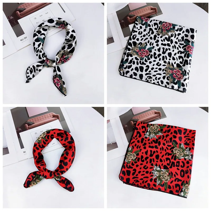 fashion Square Scarf Hair Tie Band Party Women Elegant Small Vintage Skinny Retro Head Neck Silk Satin Scarf, square scarves