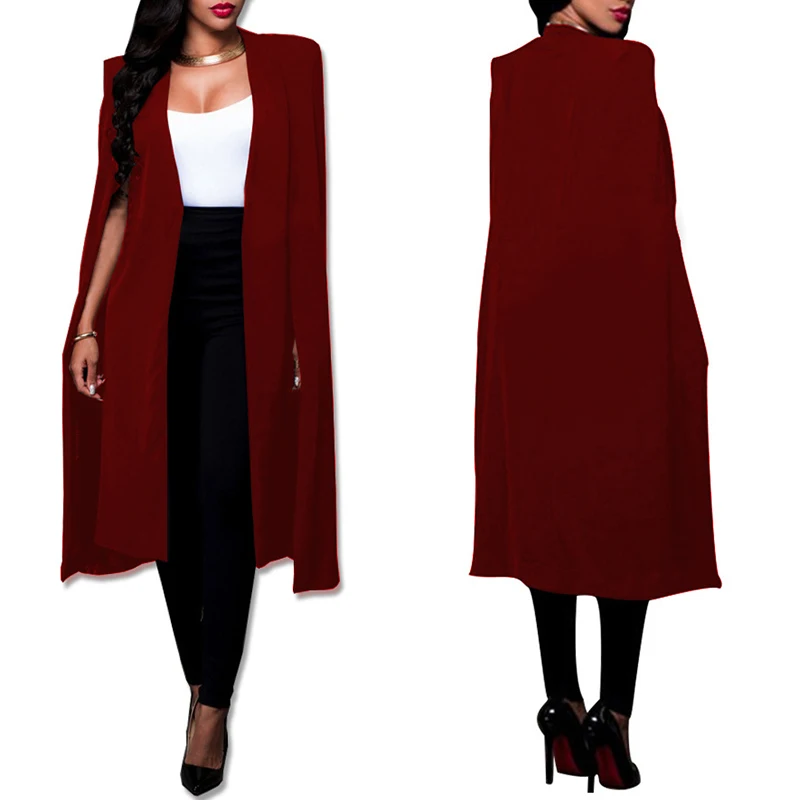 M ~ 4XL пальто плащ женский кардиган осенняя Длинная накидка блейзер верхняя одежда