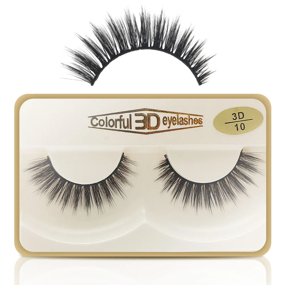

1 pair natural false eyelashes 3D mink hair lashes natural eyelashes 3D10