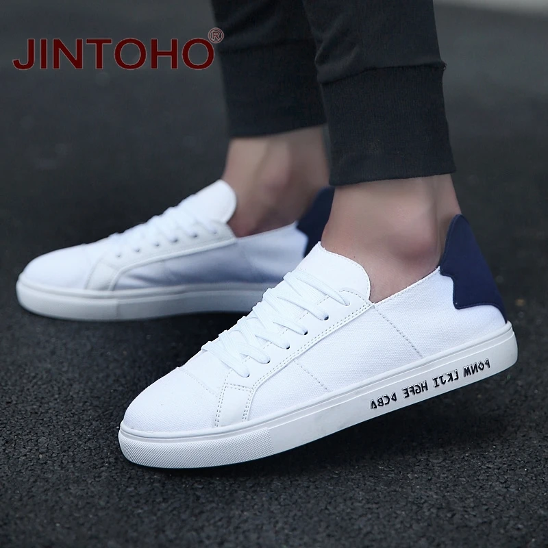 JINTOHO/2017 спортивная мужская Белая обувь дешевая для скейтбординга парусиновые