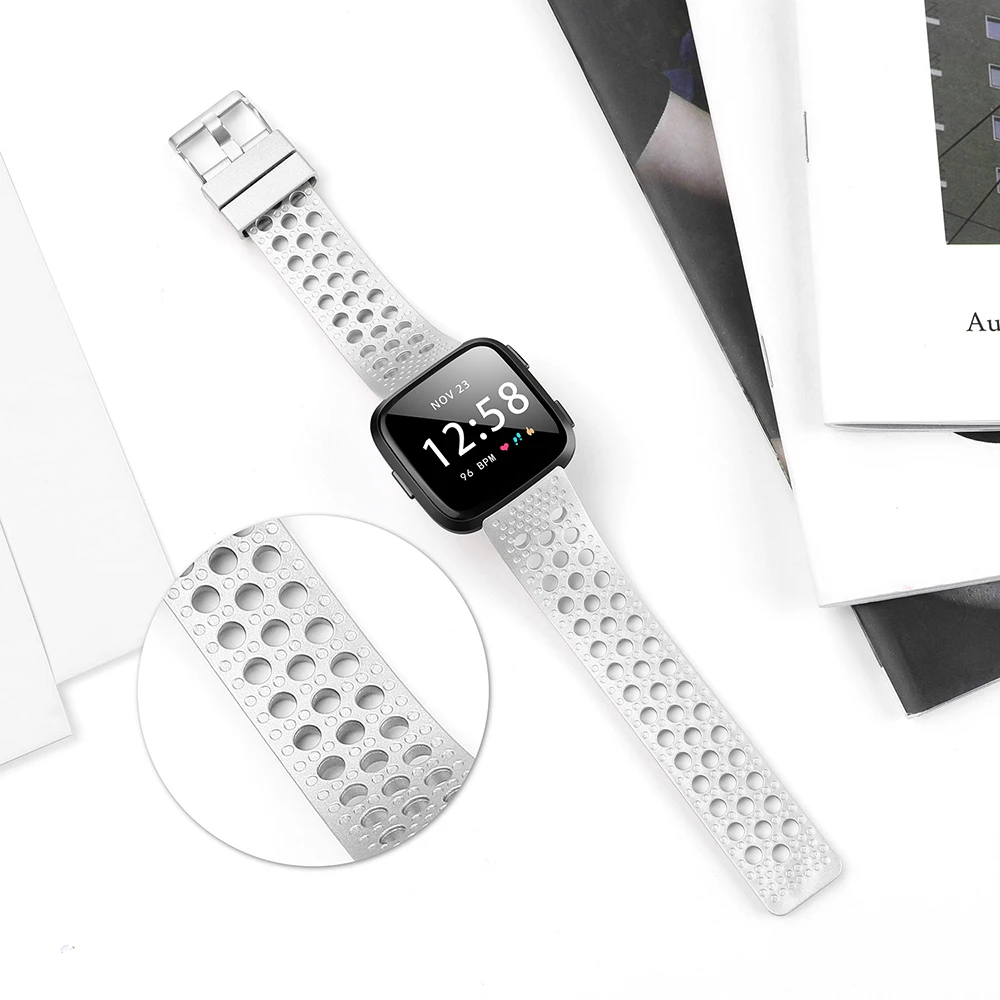 Силиконовый ремешок цвета розового золота для умных часов Fitbit Versa Soft наручных Lite