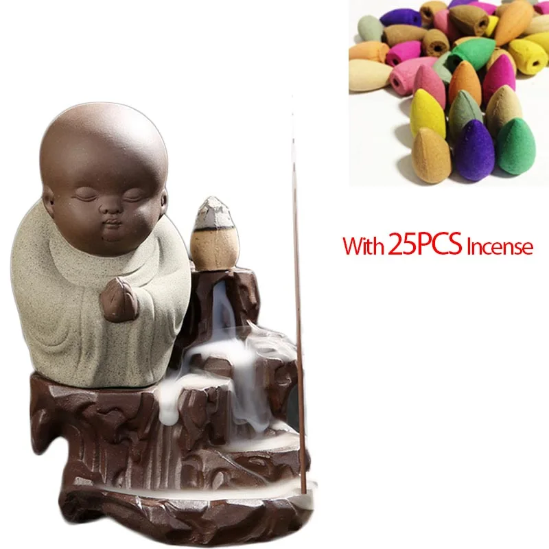25 шт. конус для благовоний + Милая керамическая подставка благовоний|stick incense
