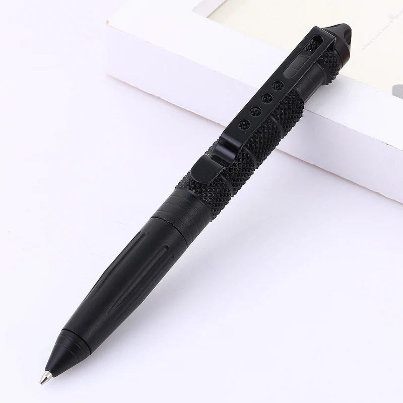Портативный тактический самообороны поставки Тактические Pen Tool безопасности защиты личной защиты Вольфрам Сталь противоскольжения ручка самооборона самообороны ручка вольфрамовым самооборона оружие тактический - Цвет: Черный