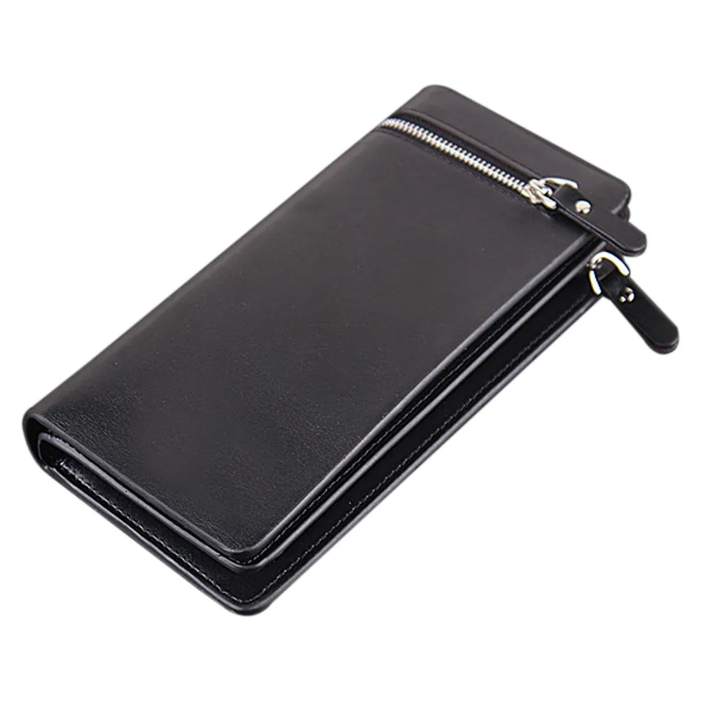 

2019 Fashion Men Long Zipper Bag Man Leather Purse Gentleman Tote Bussiness Wallet FA$B Women bag
