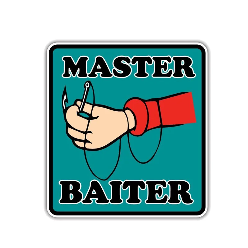 

YJZT 10.2CM*12.7CM Master Baiter Funny Fishing Car Sticker Reflective Decal PVC 12-1300