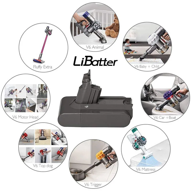 21,6 V 1500/2200/3000 мА/ч, литий-ионный аккумулятор Батарея для Dyson V6 DC58 DC59 DC61 DC62 DC74 SV09 SV07 SV03 965874-02 пылесос Батарея